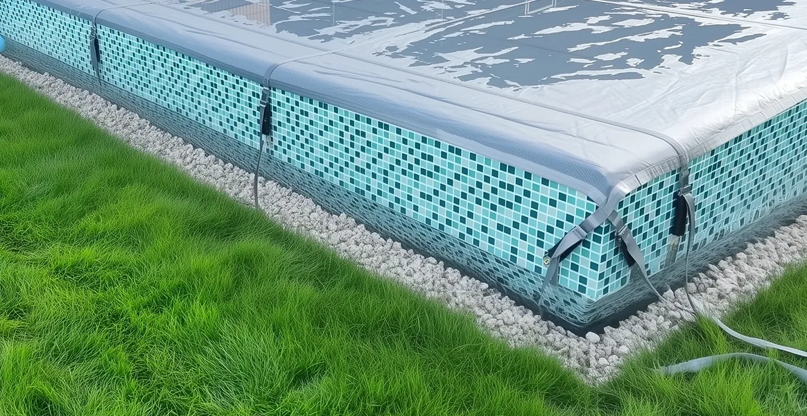 Покрывало для бассейна под снегом — защита зимой в Вологде